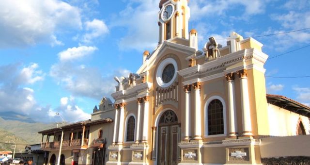 Handsome Vilcabamba main square and church