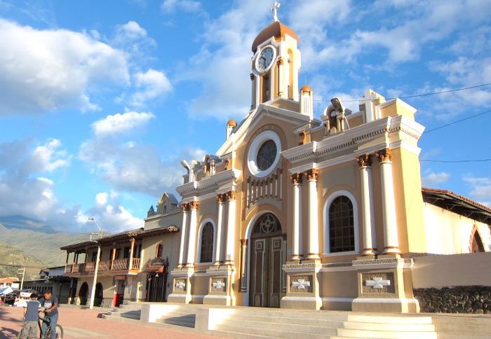 Handsome Vilcabamba main square and church