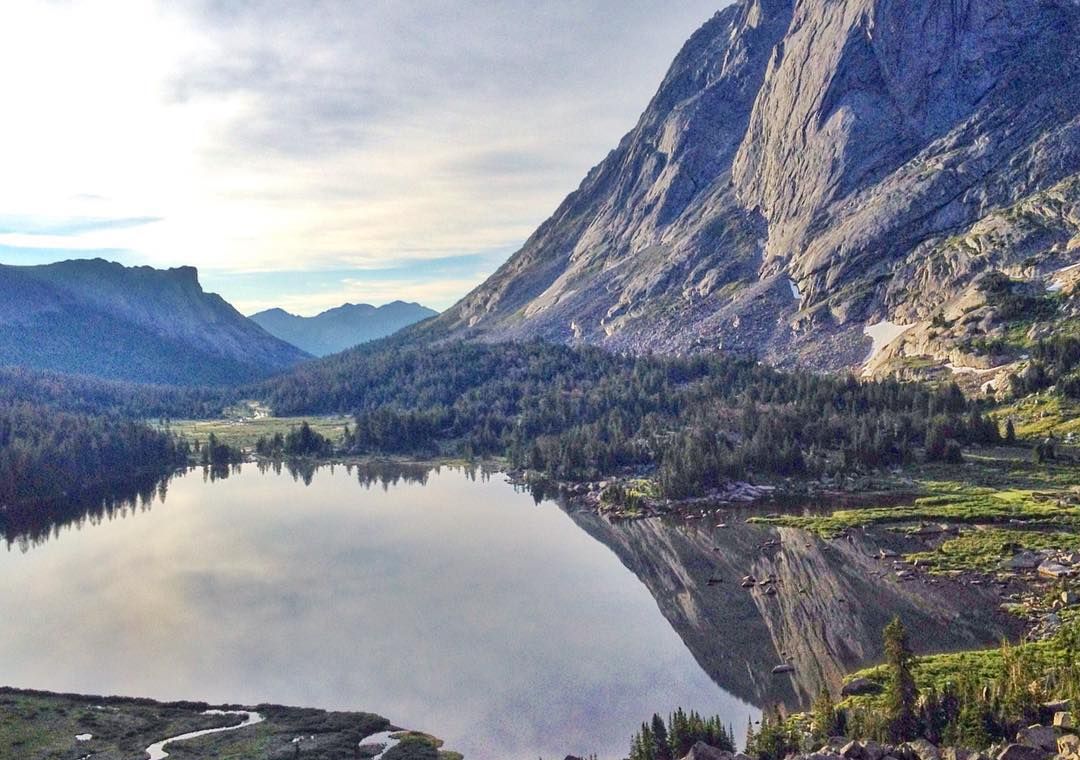 Morning reflection of Mt. Mitchell on Lonesome Lake in the Wind River Range. This is probably my fave part of Wyoming.