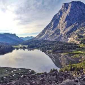Morning reflection of Mt. Mitchell on Lonesome Lake in the Wind River Range. This is probably my fave part of Wyoming.