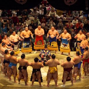 The Makuuchi (top division) ring entering ceremony
