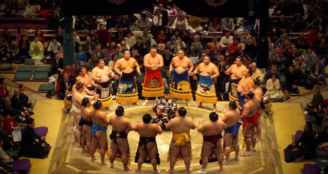 The Makuuchi (top division) ring entering ceremony